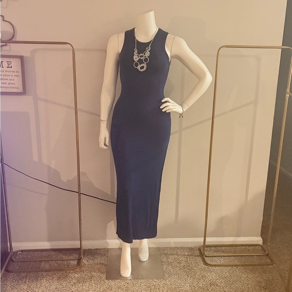 Lulu's Blue Ribbed Halter Maxi Dress - Picture 2 of 6